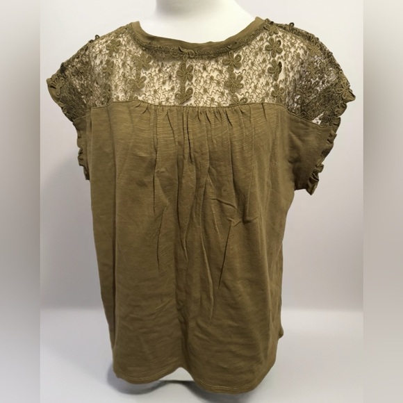 Everleigh Anthropology Olive Green, Lace, Size Small 100% Cotton NWT - Picture 1 of 8